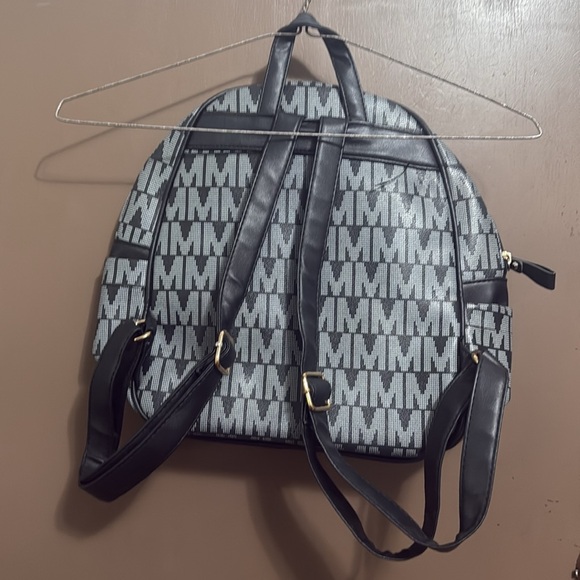 M Patterned Black and Gray Backpack - Picture 3 of 6